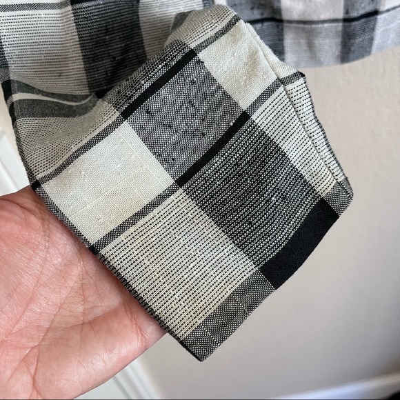 Vintage black & white plaid long-sleeve top, medium - Picture 10 of 10